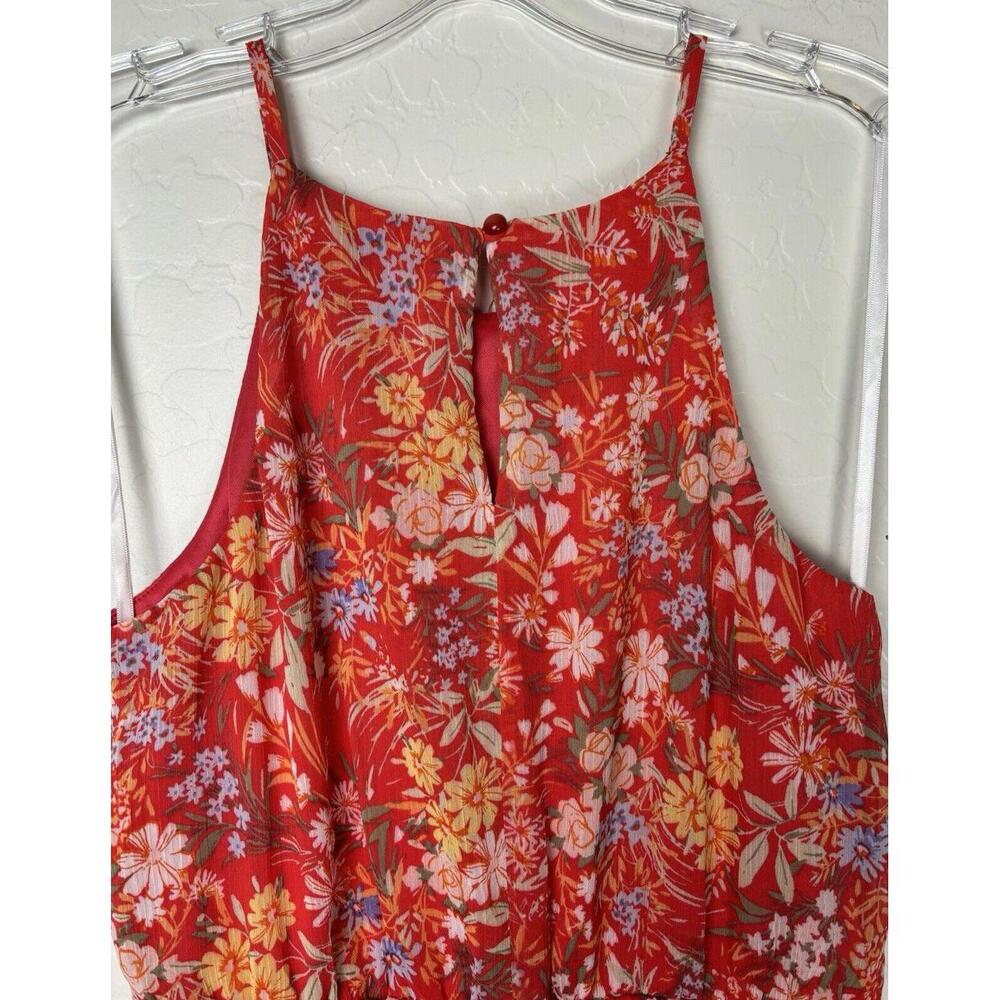 The General Good Red Floral Halter Midi Dress Petite Small Sleeveless 0663 - Picture 4 of 8